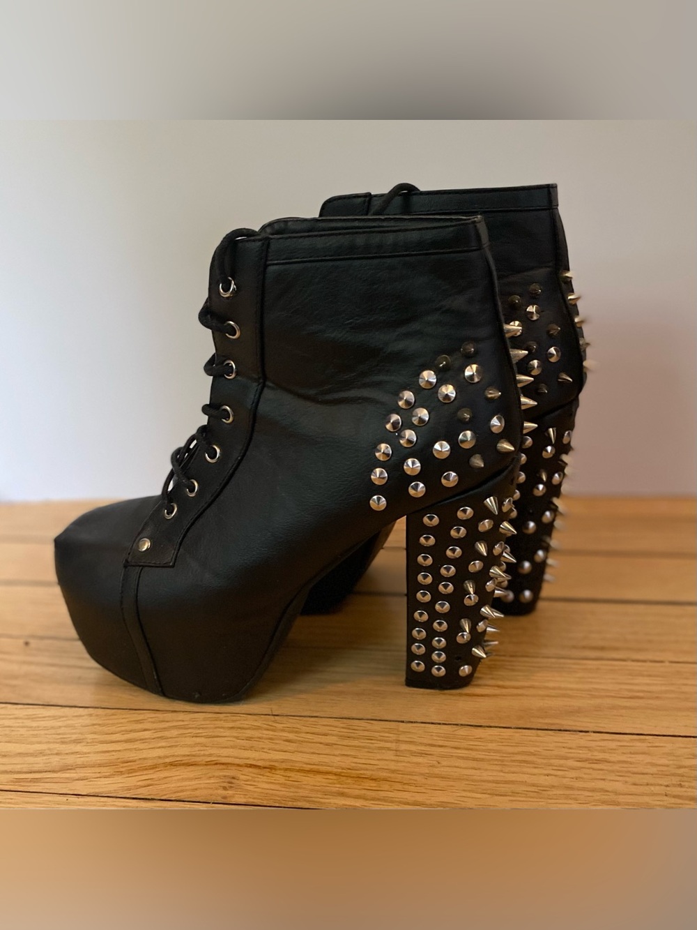 Gumando Spike Platform Ankle Boots Women’s Sz 39 Black Studded 6” Heel Punk Goth